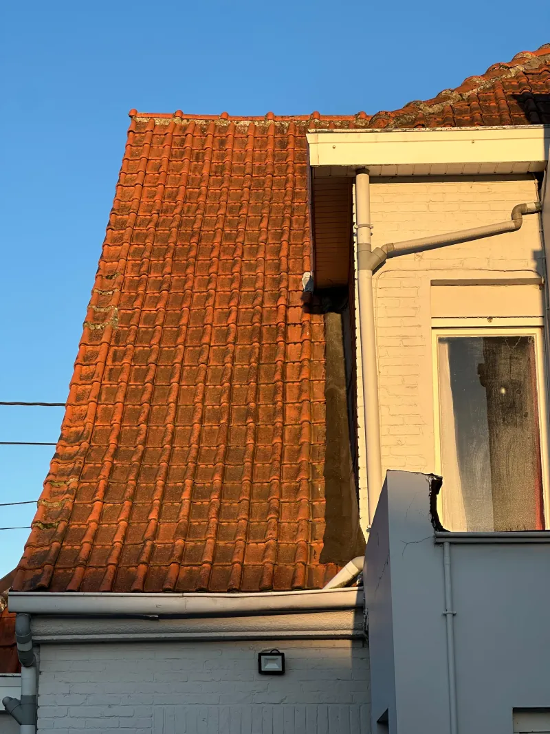 Pannendak waarvan de rijen zichtbaar doorhangen in plaats van recht te lopen